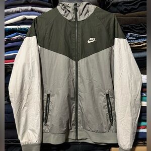 Nike Men's Windbreaker Jacket - Olive and Light Gray